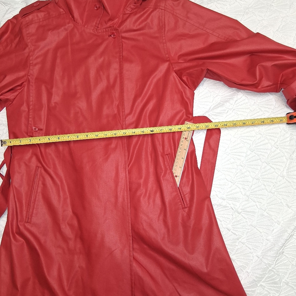 London Fog Vintage Vibrant Red Trench Coat Size 14 pet - Picture 7 of 17